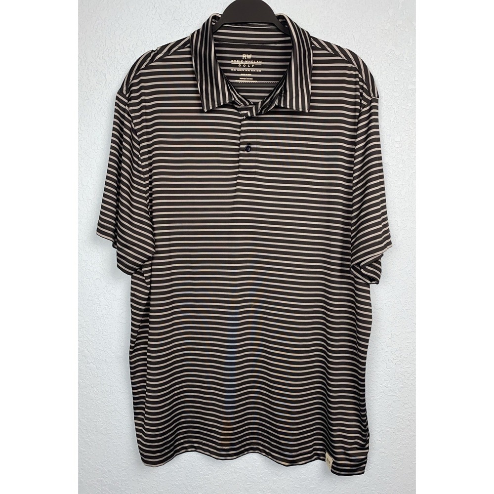 Rorie Whelan Golf Men's Polo Shirt Size‎ XXL Black Gray Striped Stretch